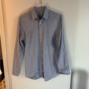 Perry Ellis Portfolio Men's Blue Patterned Shirt Medium Slim Fit 15.5. 34/35